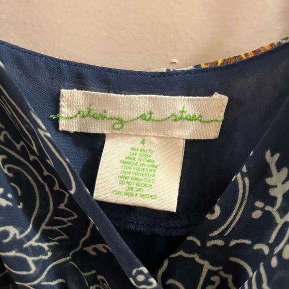 Anthropologie/Staring at Stars Navy Blue Paisley Floral Dress Size 4 - Picture 6 of 9